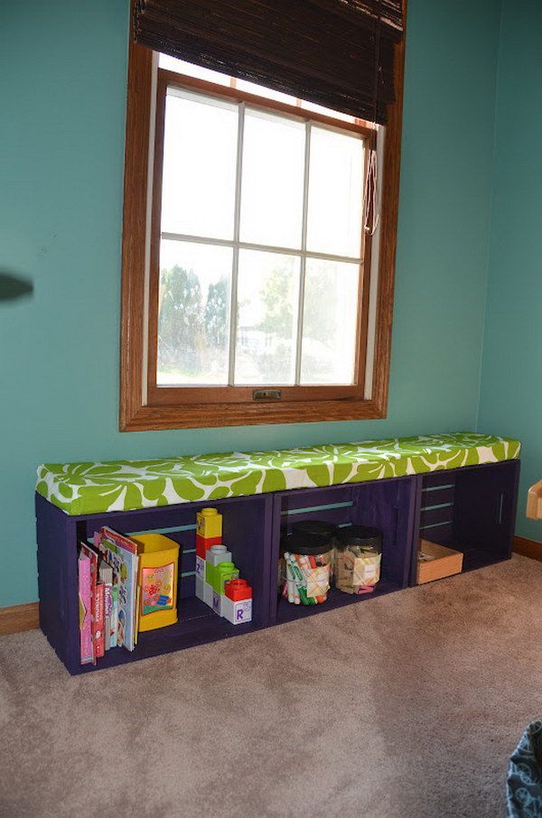 35 DIY Wood Crate Projects With Lots of Tutorials -   24 diy bench with storage
 ideas