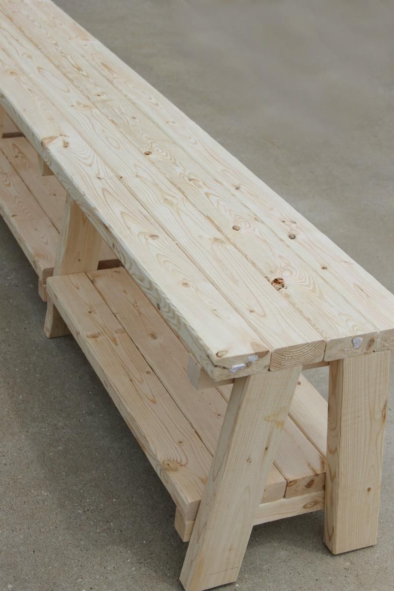 Simple DIY Farmhouse Bench Tutorial With Storage -   24 diy bench with storage
 ideas