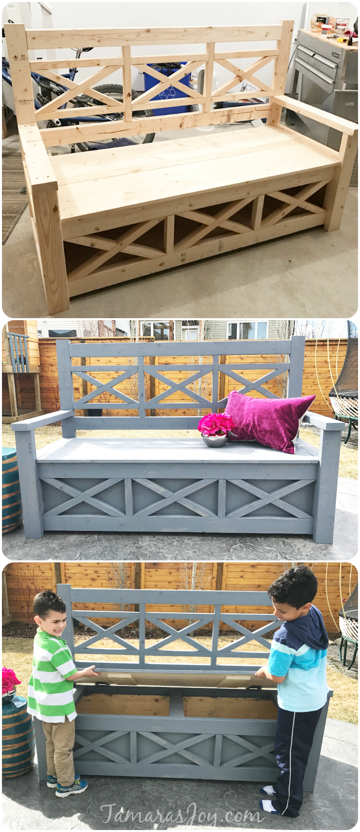 DIY Outdoor Storage Bench, Ana White inspired -   24 diy bench with storage
 ideas