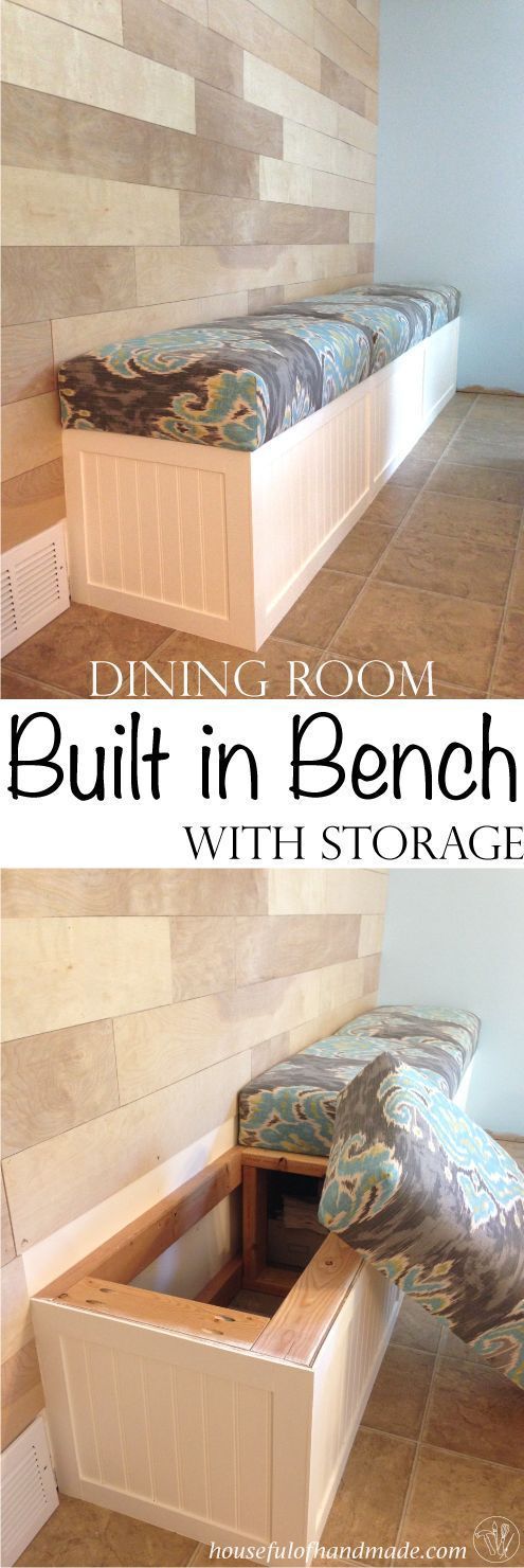 Dining Room Built in Bench with Storage -   24 diy bench with storage
 ideas