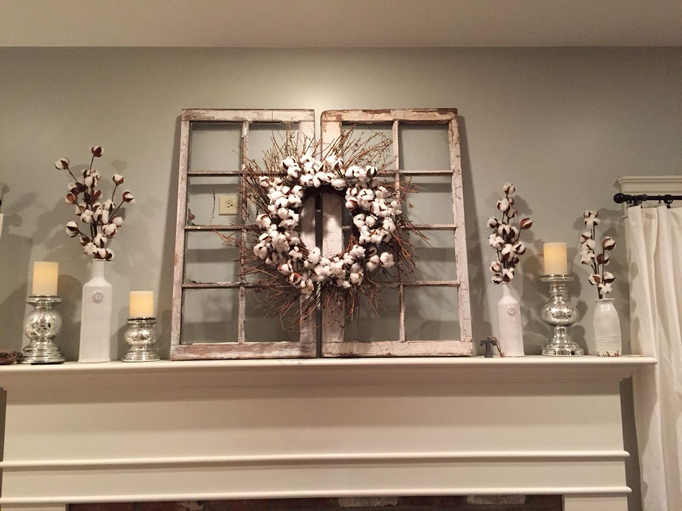 Magnolia Market cotton wreath- HGTV Fixer Upper -   24 fixer upper mantle decor
 ideas