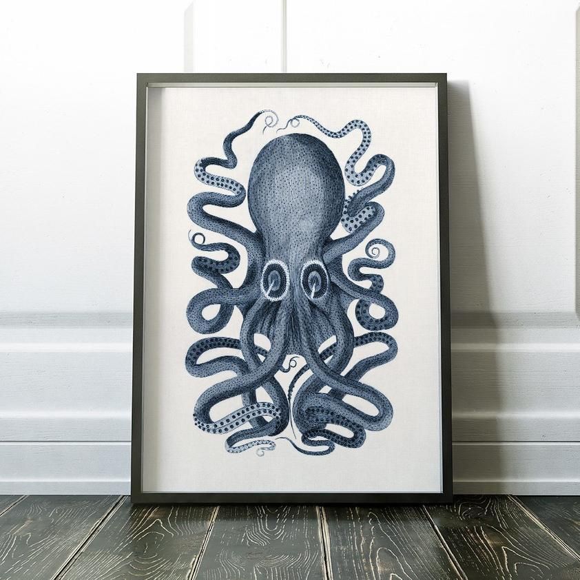 Nautical Decor Blue Octopus Wall Art Printable -   24 nautical decor printable
 ideas