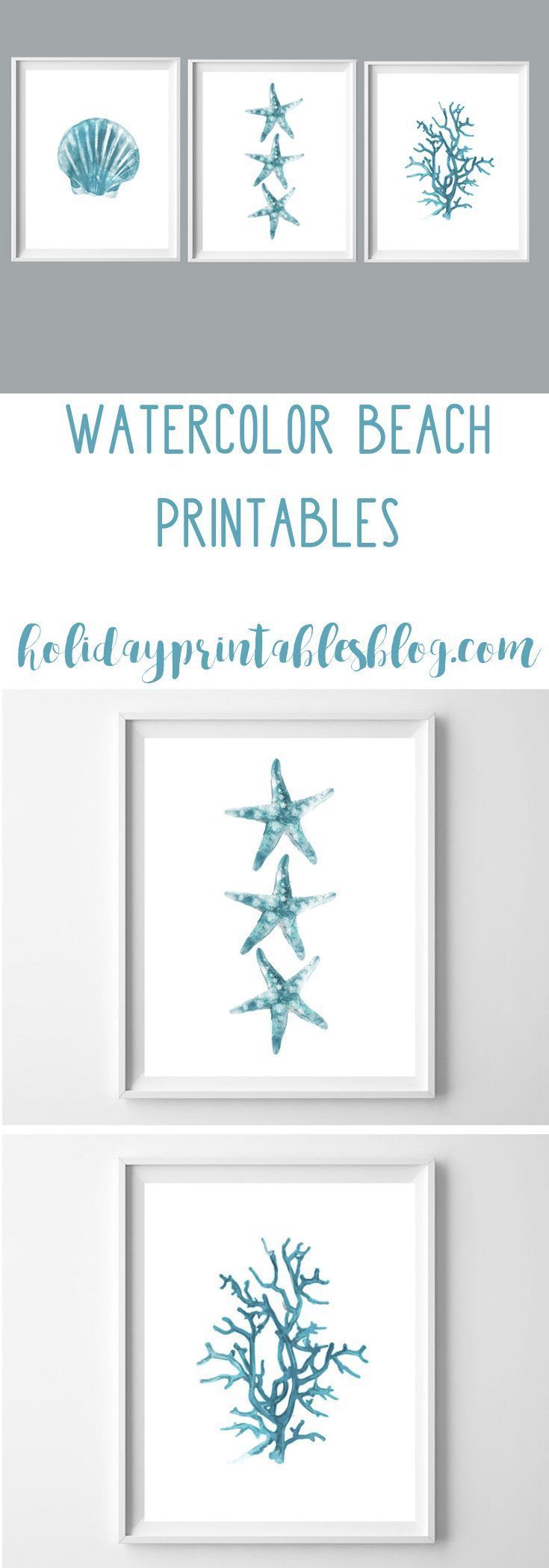 turquoise watercolor beach printable art -   24 nautical decor printable
 ideas