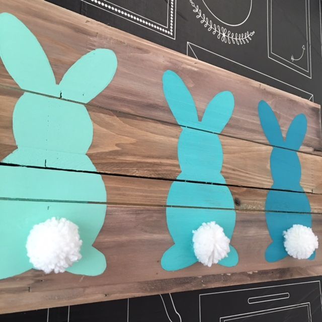 Ombre Easter Bunny Wood Board Art -   24 spring decor wood
 ideas