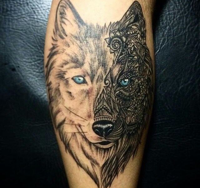 Blue wold shoulder arm tattoo -   24 tattoo arm wolf
 ideas