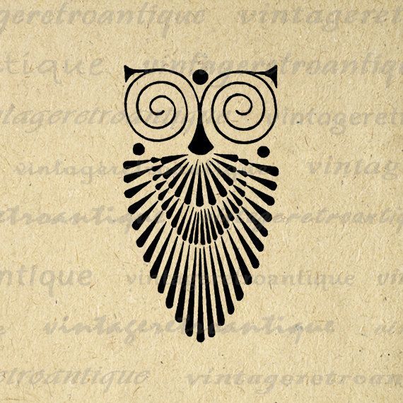 Art Deco Owl Image Graphic Download Bird Digital Printable Illustration Vintage Clip Art for Transfers Printing etc HQ 300dpi No.4068 -   24 vintage owl tattoo
 ideas