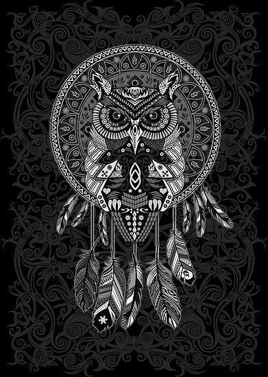 ‘indian native Owl Dream catcher’ Poster by Dadang Lugu Mara Perdana -   24 vintage owl tattoo
 ideas