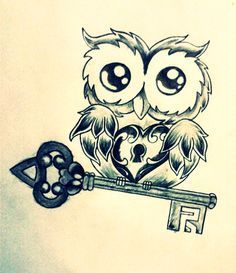 Owl Heart Key by LazyMexicano.deviantart.com on @deviantART -   24 vintage owl tattoo
 ideas