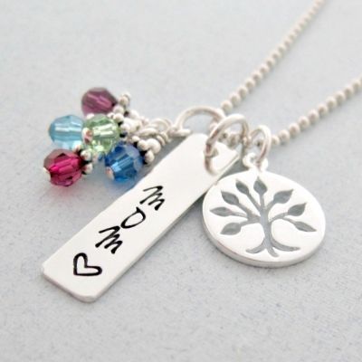 Family Tree Birthstone Necklace For Mom -   25 diy necklace for mom
 ideas