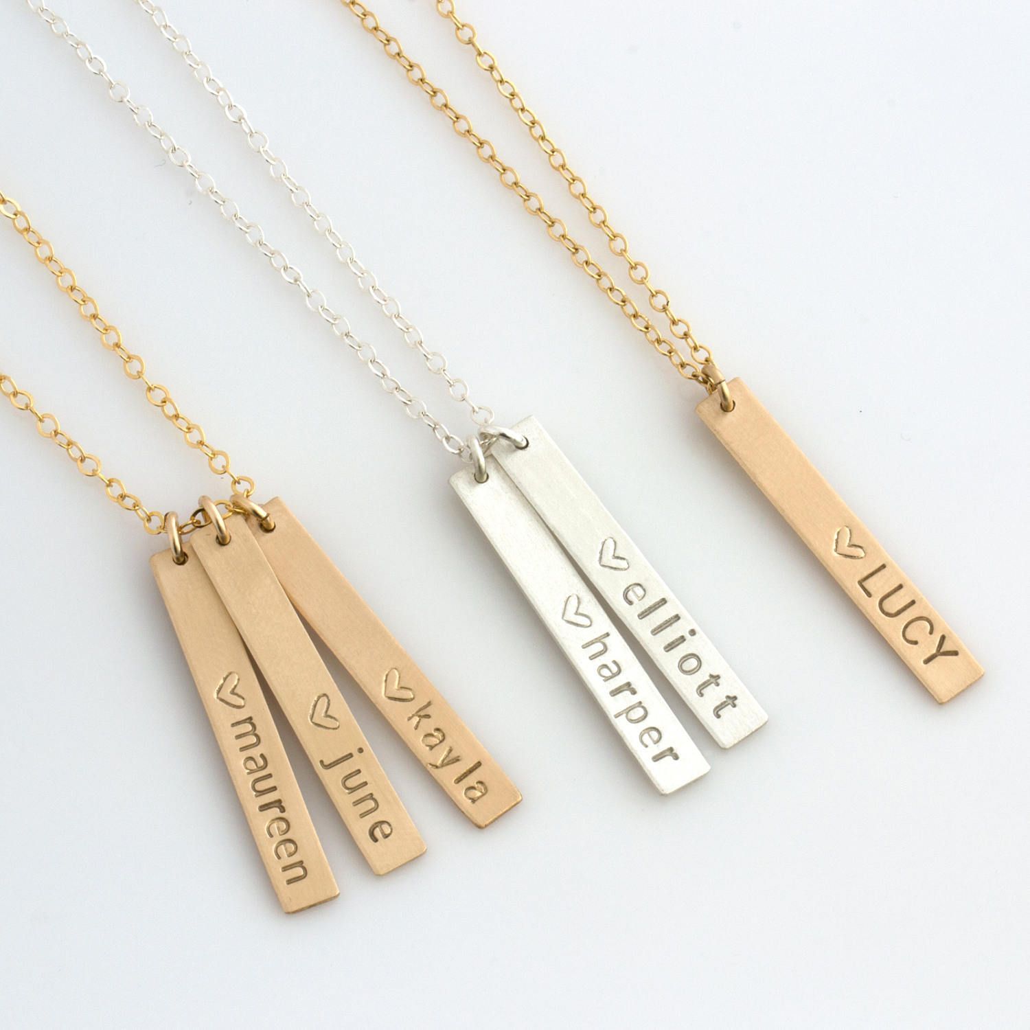 Skinny Vertical Bar Necklace,New Mom Necklace,Name Bar Necklace,Kids Names Necklace for mom,Gifts for Mom,LEILAJewelryShop,N209 -   25 diy necklace for mom
 ideas