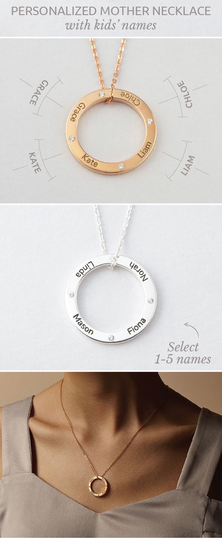 Children's Names Necklace For Mother - Circle of Love -   25 diy necklace for mom
 ideas