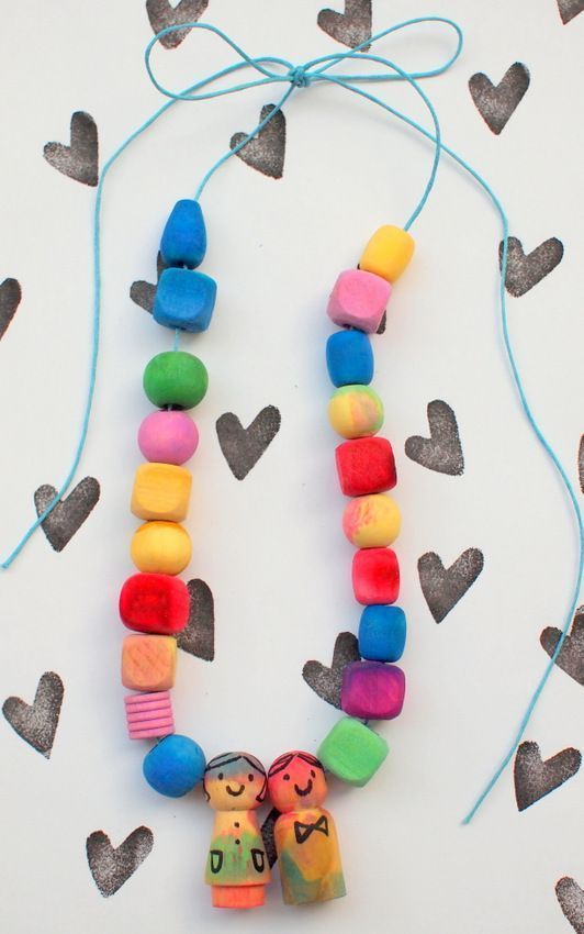 Make Colorful Watercolor Peg Doll and Beaded Necklaces -   25 diy necklace for mom
 ideas