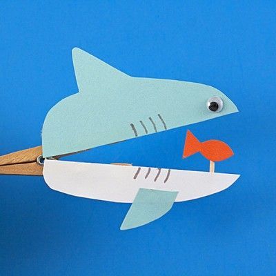 Clothespin Shark -   25 ocean crafts shark
 ideas