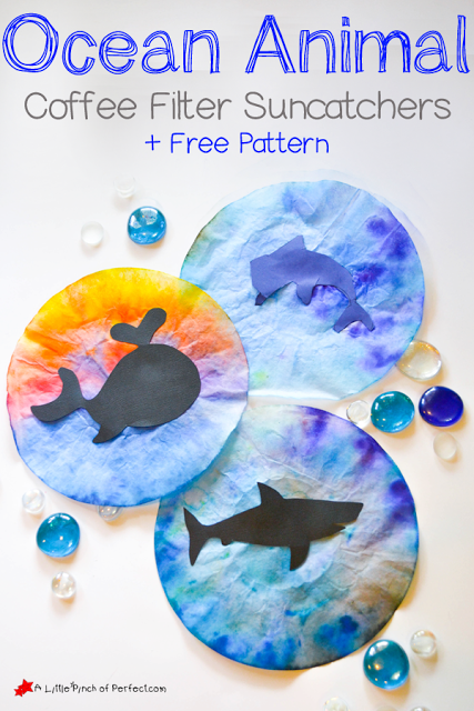 Ocean Animal Coffee Filter Suncatcher Craft for Kids + Pattern - -   25 ocean crafts shark
 ideas