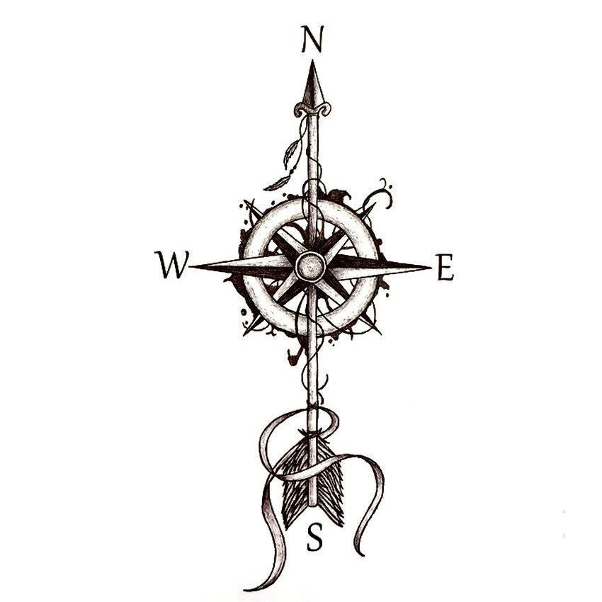 Wayfair Watercolor Compass Arrow Anchor Temporary Tattoo -   17 underboob tattoo compass
 ideas