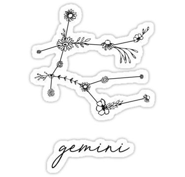 ‘Gemini Zodiac Wildflower Constellation’ Sticker by aterkaderk -   18 gemini tattoo design
 ideas