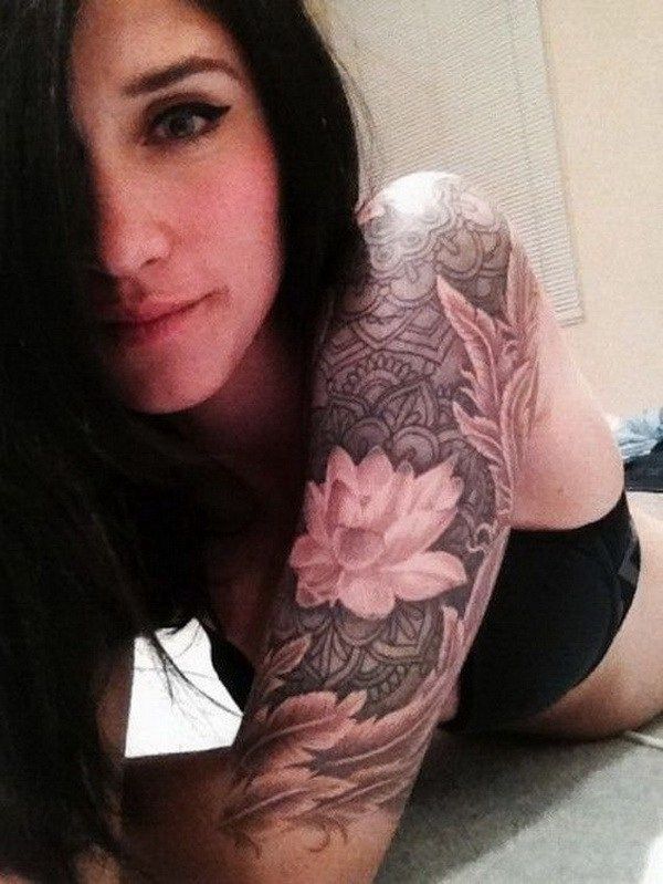 Lotus Sleeve Tattoo Designs For Women. -   18 lotus tattoo sleeve
 ideas