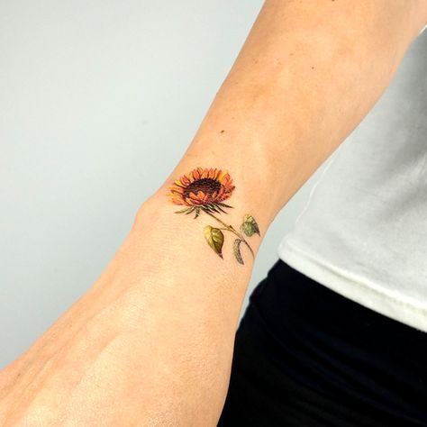 Sunflower Temporary Tattoo By Lena Fedchenko (Set of 3) -   18 lotus tattoo sleeve
 ideas
