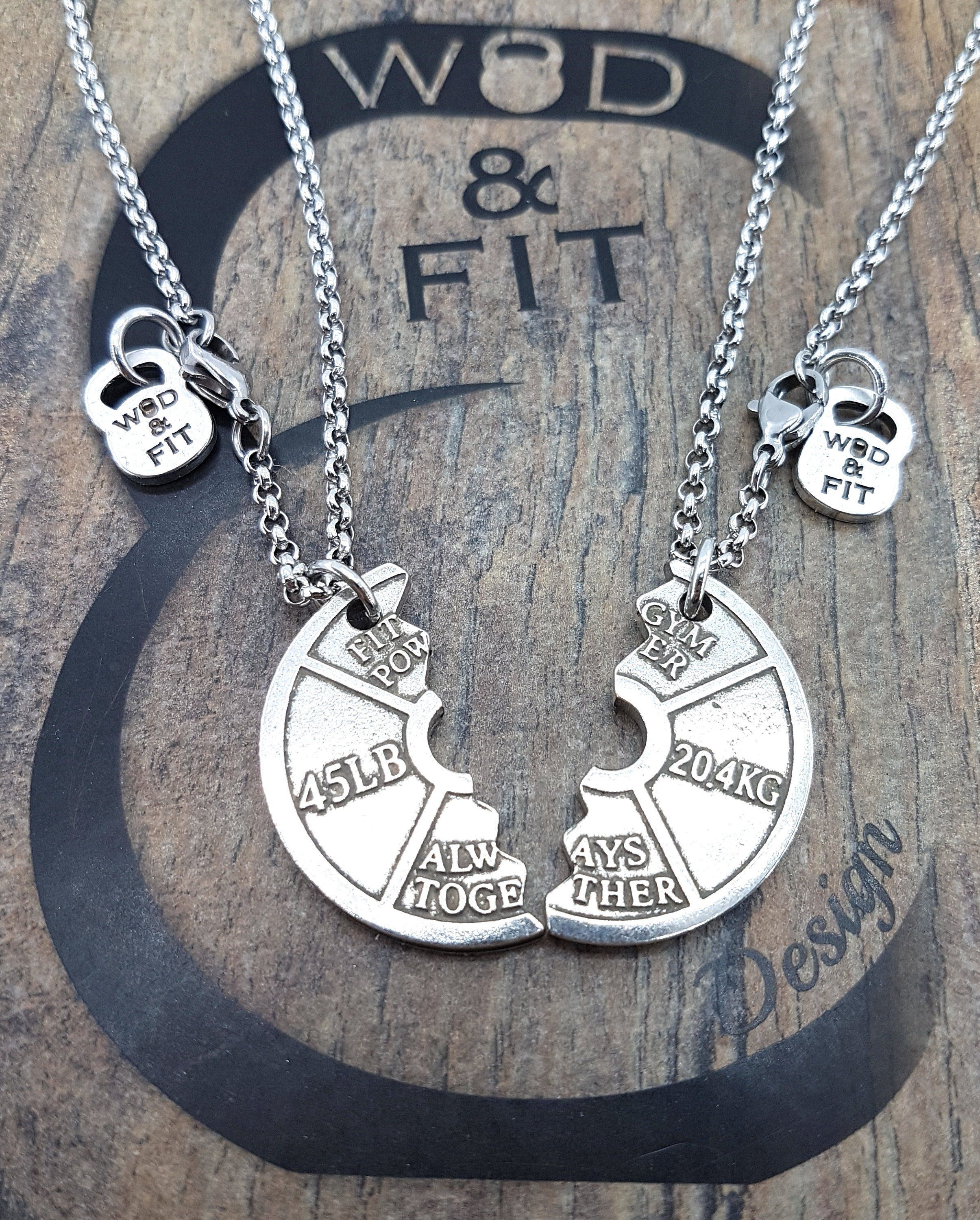 Couple Necklaces Weight Plate 45lbs Always Together.Train Together/Stay Together.Weightlifter,Fitness Girl,Fitmom Bodybuilding,Couples Gift -   18 parejas fitness gym
 ideas