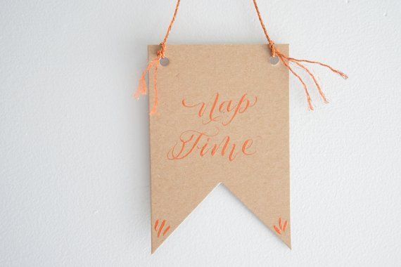 Nap Time Small Hanging Banner | Minimalistic Decor Banner | Kraft Pennant Banner | Nursery and Dorm Decor | Copper Calligraphy -   20 minimalist decor dorm
 ideas