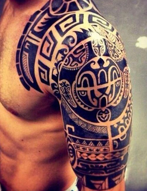 Badass Tribal Shoulder and Arm Tattoos #Marquesantattoos -   20 tattoo arm back
 ideas