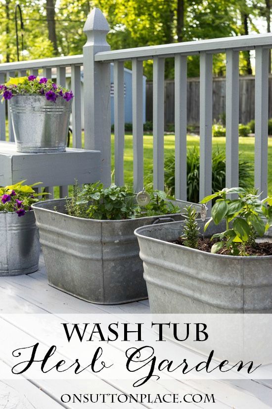 Vintage Galvanized Wash Tub Herb Garden -   21 container garden strawberries
 ideas