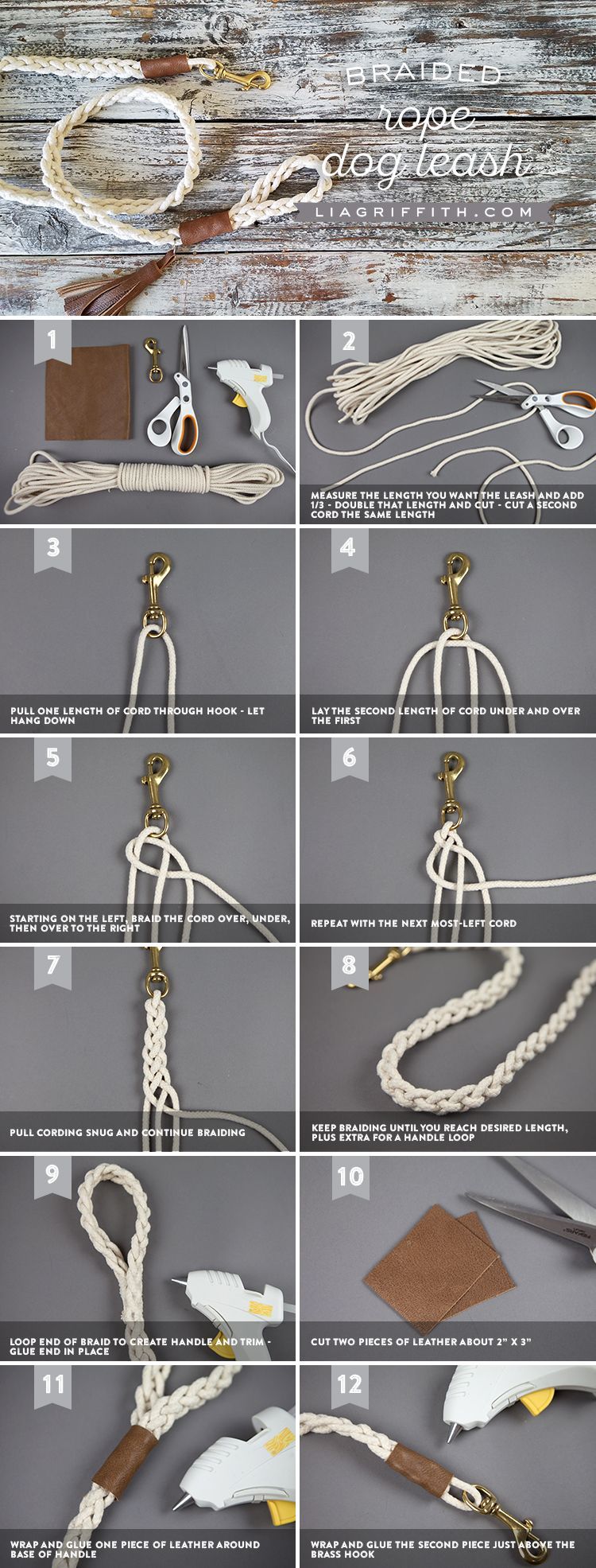 DIY Dog Leash Tutorial with Braided Rope -   21 diy dog leash
 ideas