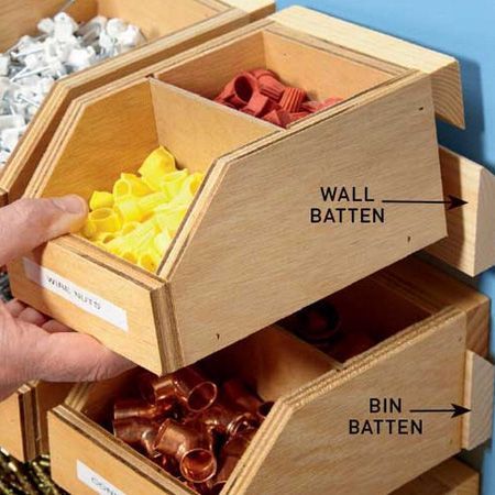 HOME DZINE Home DIY |   Workshop Storage Bins on French Cleats -   21 diy storage headboard
 ideas