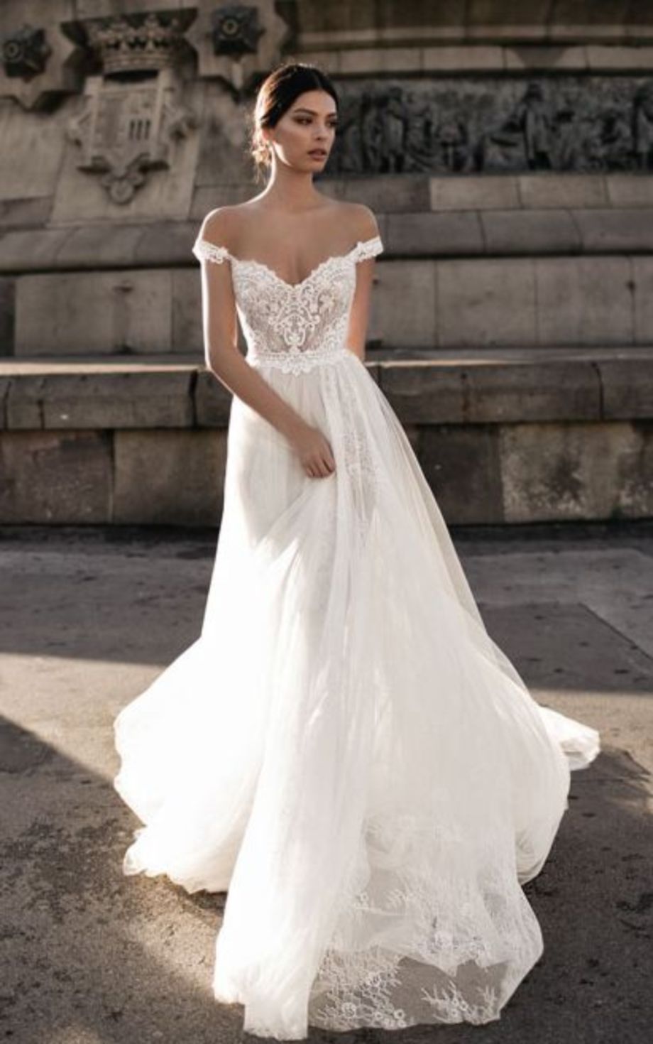 Off-the-Shoulder Lace A-line Wedding Dress -   21 fitness dress wedding
 ideas