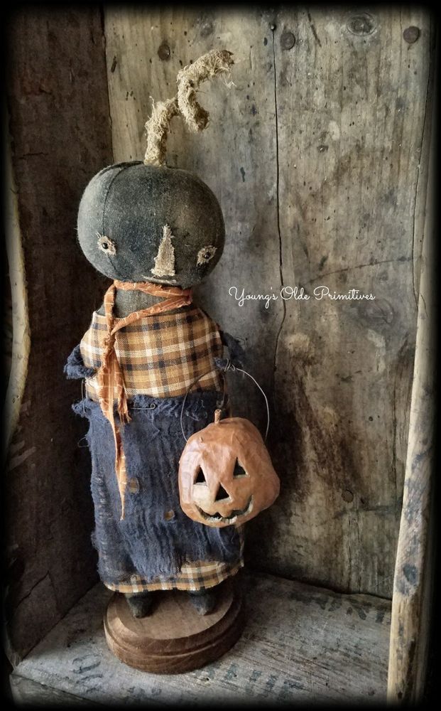 ~Primitive Standing Pumpkin Girl Doll~Fall~Halloween~JOL -   21 primitive autumn crafts
 ideas