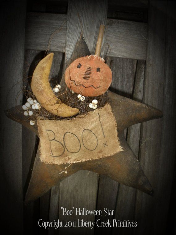 BOO Primitive Halloween Star PATTERN -   21 primitive autumn crafts
 ideas