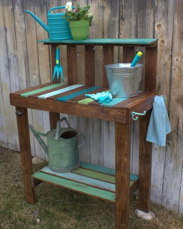 Make a Garden Potting Bench -   22 blue garden bench
 ideas