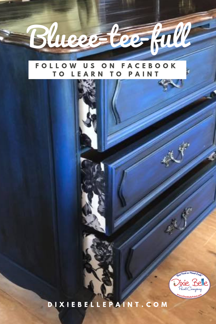 Andy Tammy Kniceley? with Beautifully Redeemed Treasures created this BEAUTIFUL piece with Dixie Belle Paint in Stormy Seas, Cobalt Blue and Best Dang Wax in Black...follow us on Facebook and you can learn to paint like this! -   22 diy decoracion paint
 ideas