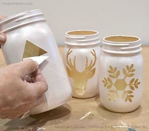 DIY Christmas Luminaries with Mason Jars and Modern Masters Metallic Paint | How-to DIY by My Patch of Blue Sky -   22 diy decoracion paint
 ideas