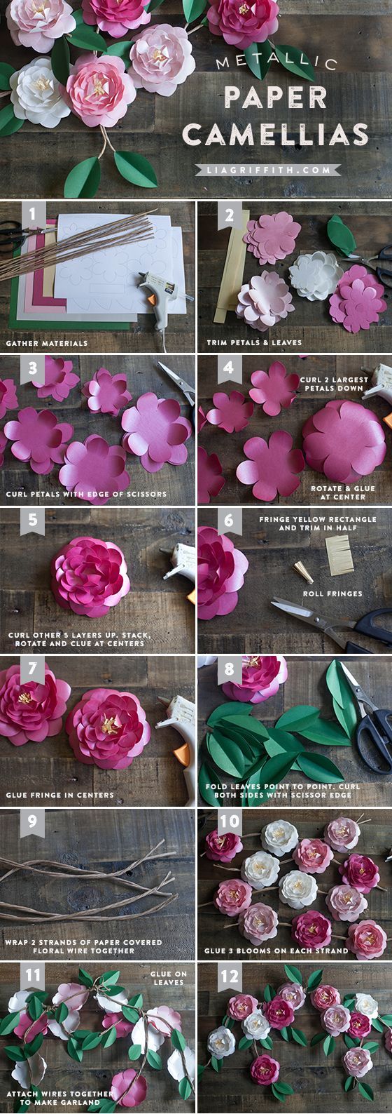 DIY Metallic Paper Camellias -   22 diy flower tutorial ideas