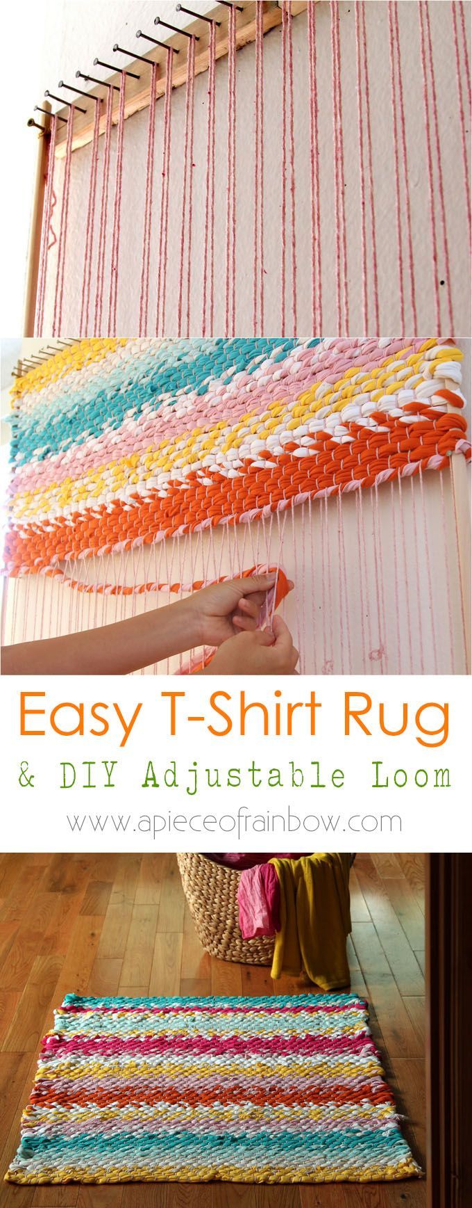 Weave a Boho T-shirt Rag Rug With Easy DIY Loom -   22 easy diy simple
 ideas