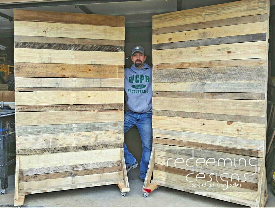 Two more rolling pallet walls ready to roll out. These are heading to @refinerynashville Pictured here is @pbandhey who just rocked… -   23 diy pallet backdrop
 ideas
