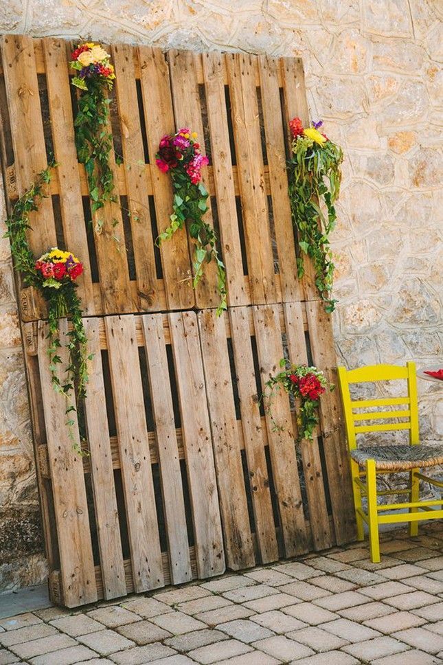 An epic DIY photo booth backdrop will be a great addition to your backyard wedding at the end of the night. -   23 diy pallet backdrop
 ideas