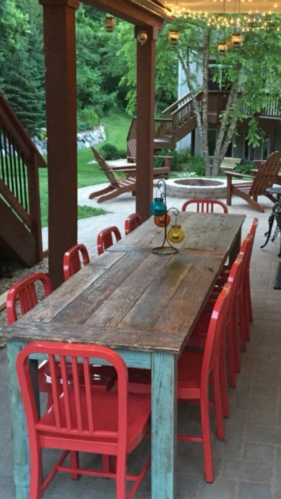 Farmhouse Table -   23 outdoor dining decor
 ideas