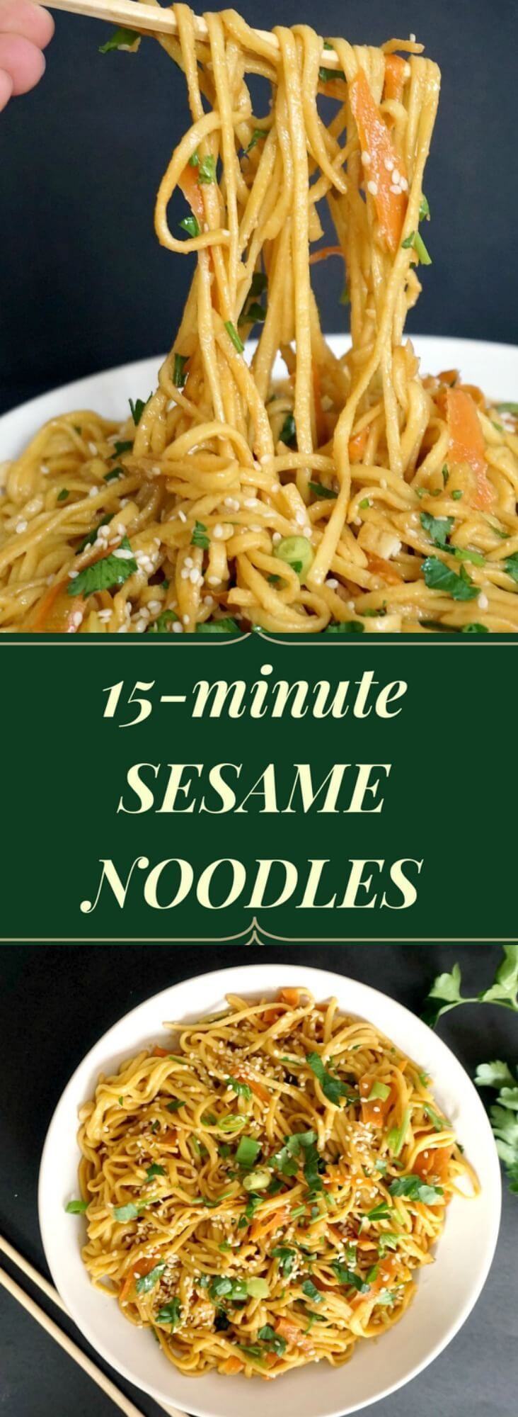 Sesame noodles, a delicious and healthy Chinese recipe that is ready in about 15 minutes. The quickest and easiest vegetarian dinner for busy families. -   23 vegetarian chinese recipes
 ideas