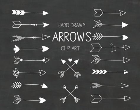 White Hand Drawn Arrows Clipart (A set of 18) - chalkboard arrows clipart -   23 white tattoo arrow
 ideas