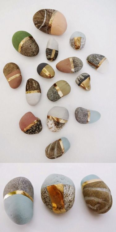 DIY Painted StonesPaint special found stones with chalk and... (TrueBlueMeAndYou: DIYs for Creative People) -   24 diy painting gold
 ideas