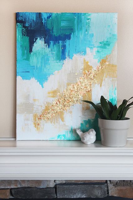 13 Creative DIY Abstract Wall Art Projects -   24 diy painting gold
 ideas