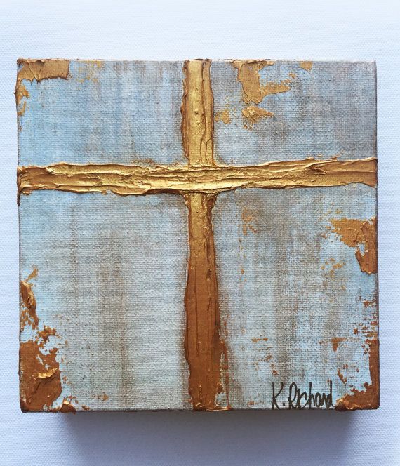 Gold Cross Knife Painting, gold leafing, hand painted -   24 diy painting gold
 ideas