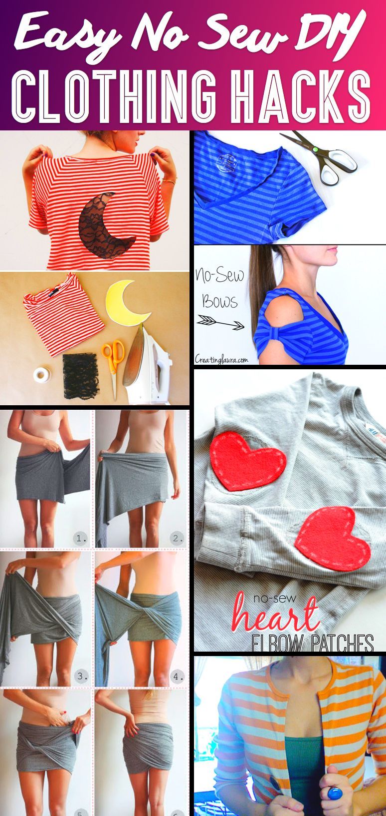 37 Truly Easy No Sew DIY Clothing Hacks -   24 diy projects clothes
 ideas