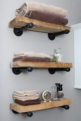 DIY Floating Industrial Pipe Shelves (Knock Off Decor) -   24 industrial decor shelf
 ideas