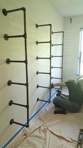 DIY industrial pipe shelves step by step tutorial -   24 industrial decor shelf
 ideas