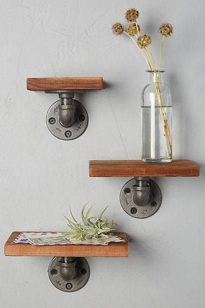 Small Pipe and Wood Shelf (sold individually, not a set.  Order 3 if you want 3) -   24 industrial decor shelf
 ideas