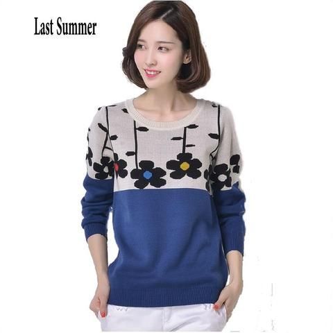 New Fashion Loose Style Women Spring Sweater Knitted Long Sleeve Outerwear Flower sweater Pullover female tops -   24 style women spring
 ideas