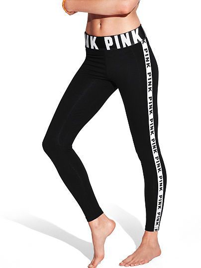 Logo Stripe Yoga Leggings PINK -   24 victoria secret leggings
 ideas